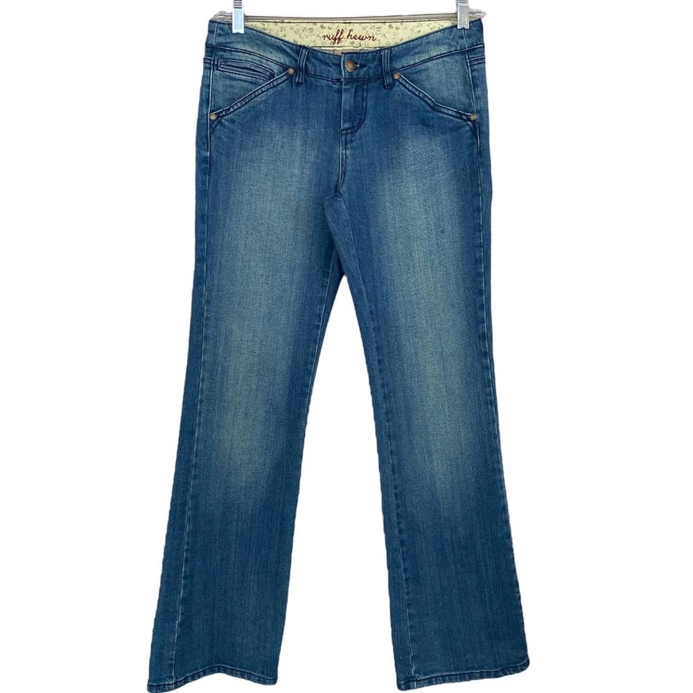 Ruff Hewn Light to Medium Wash Distressed & Whiskered‎ Flare Jeans Size 4